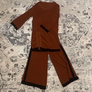 Women's Brown and Black Knit lounging set